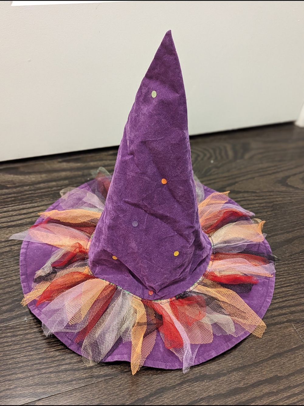 5/$35 Purple Little Witch Hat Kids Costume Accessory with Colorful Tulle